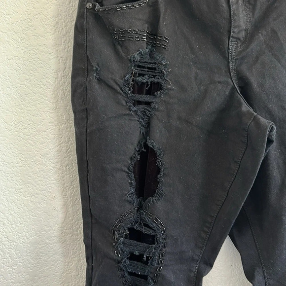 TORRID Premium Bead Embellished Distressed Skinny Jeans Stretch Black Women 18 - Picture 8 of 10